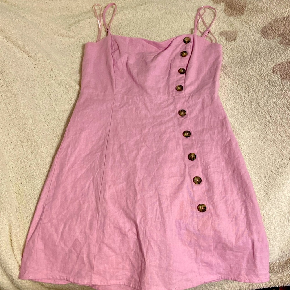 Pink Dress with Faux Button on Front